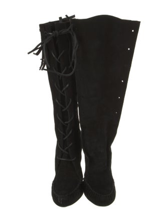 Tom Ford Suede Fringe Trim Accent Boots