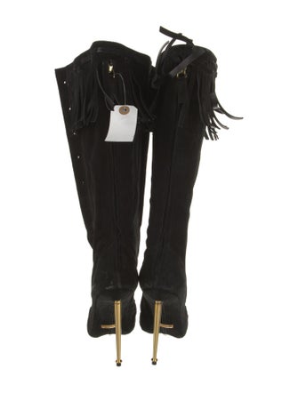 Tom Ford Suede Fringe Trim Accent Boots