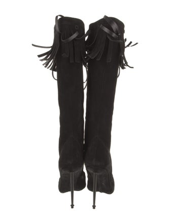 Tom Ford Suede Fringe Trim Accent Lace-Up Boots