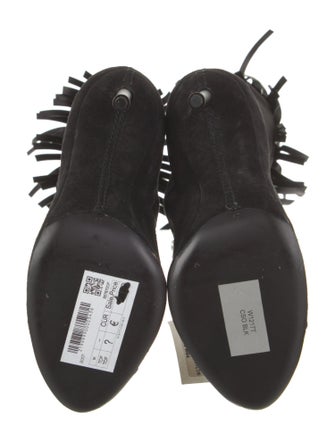 Tom Ford Suede Fringe Trim Accent Lace-Up Boots