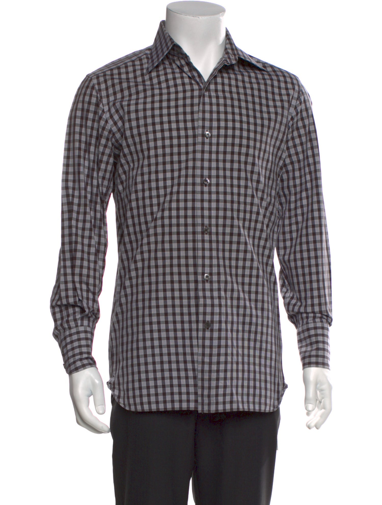 Tom Ford Plaid Print Long Sleeve Shirt