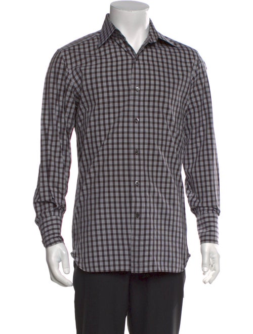 Tom Ford Plaid Print Long Sleeve Shirt