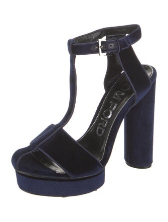 Tom Ford Velvet T-Strap Sandals