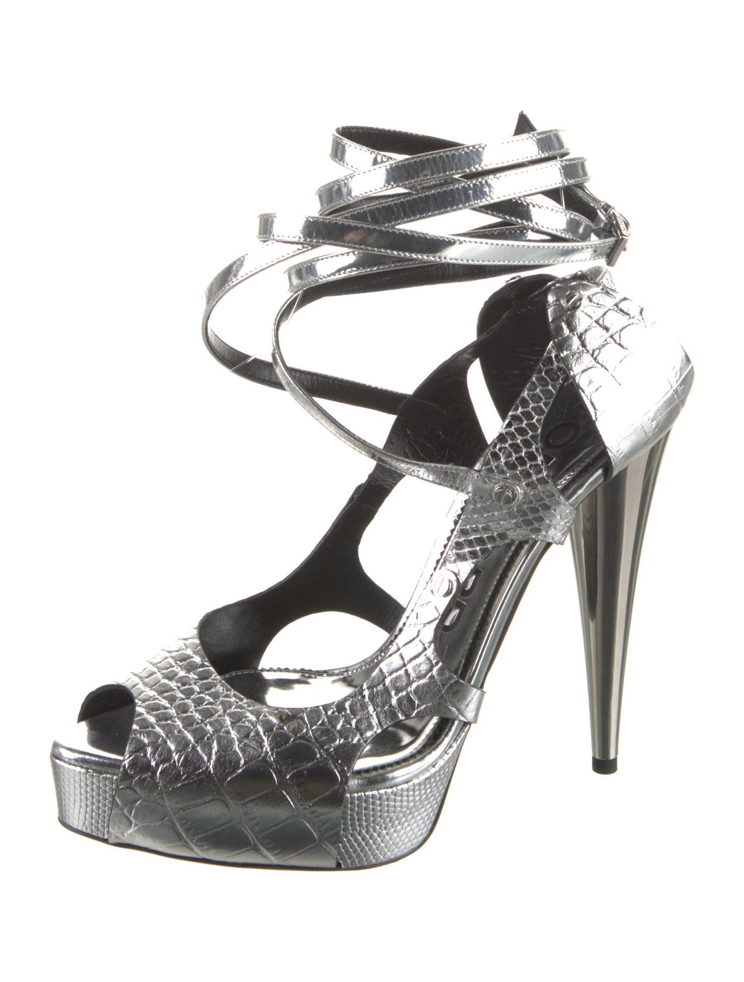 Tom Ford Leather Cutout Accent T-Strap Sandals