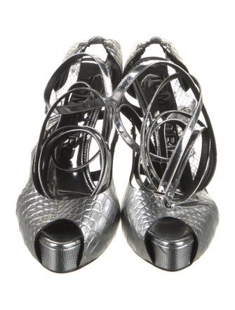 Tom Ford Leather Cutout Accent T-Strap Sandals