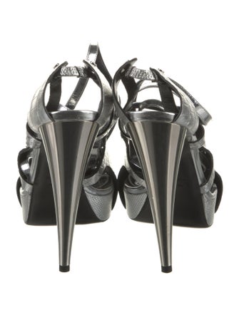 Tom Ford Leather Cutout Accent T-Strap Sandals