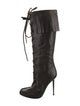 Tom Ford Leather Fringe Trim Accent Lace-Up Boots