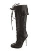 Tom Ford Leather Fringe Trim Accent Lace-Up Boots