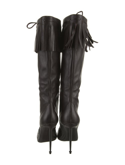 Tom Ford Leather Fringe Trim Accent Lace-Up Boots