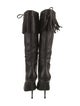 Tom Ford Leather Fringe Trim Accent Lace-Up Boots