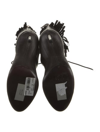 Tom Ford Leather Fringe Trim Accent Lace-Up Boots