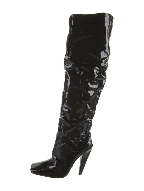 Tom Ford Patent Leather Animal Print Lace-Up Boots