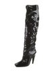 Tom Ford Patent Leather Animal Print Lace-Up Boots