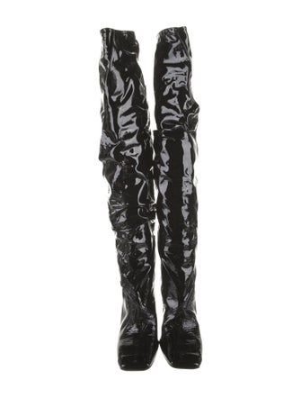 Tom Ford Patent Leather Animal Print Lace-Up Boots