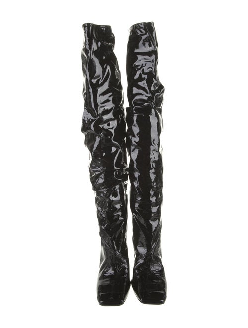 Tom Ford Patent Leather Animal Print Lace-Up Boots
