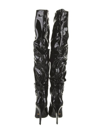 Tom Ford Patent Leather Animal Print Lace-Up Boots