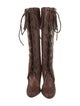 Tom Ford Leather Fringe Trim Accent Lace-Up Boots