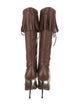 Tom Ford Leather Fringe Trim Accent Lace-Up Boots