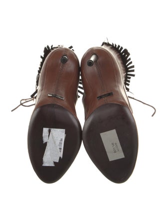 Tom Ford Leather Fringe Trim Accent Lace-Up Boots