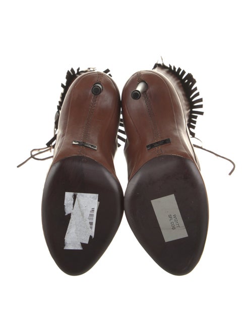 Tom Ford Leather Fringe Trim Accent Lace-Up Boots