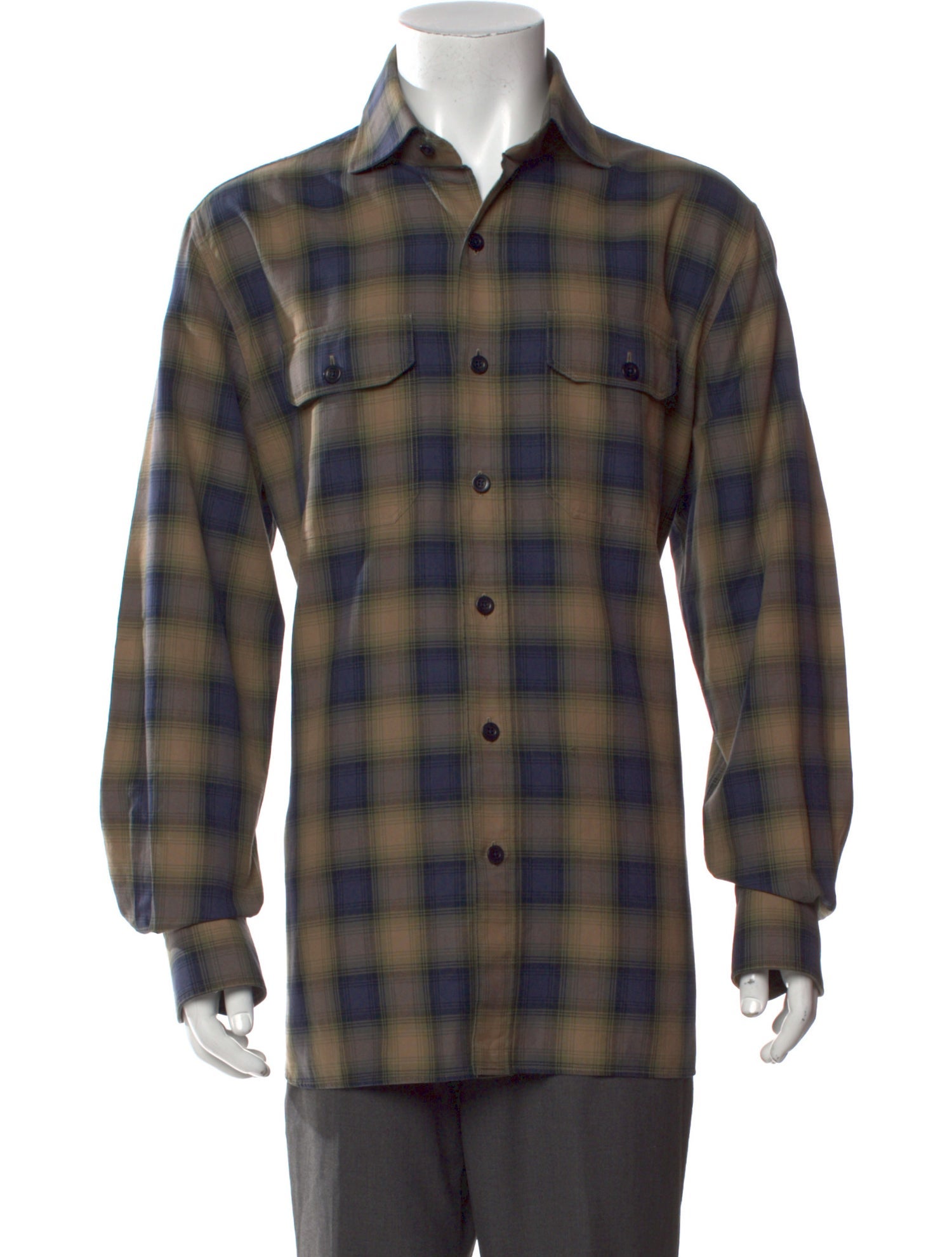 Tom Ford Plaid Print Long Sleeve Shirt