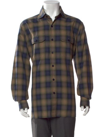 Tom Ford Plaid Print Long Sleeve Shirt