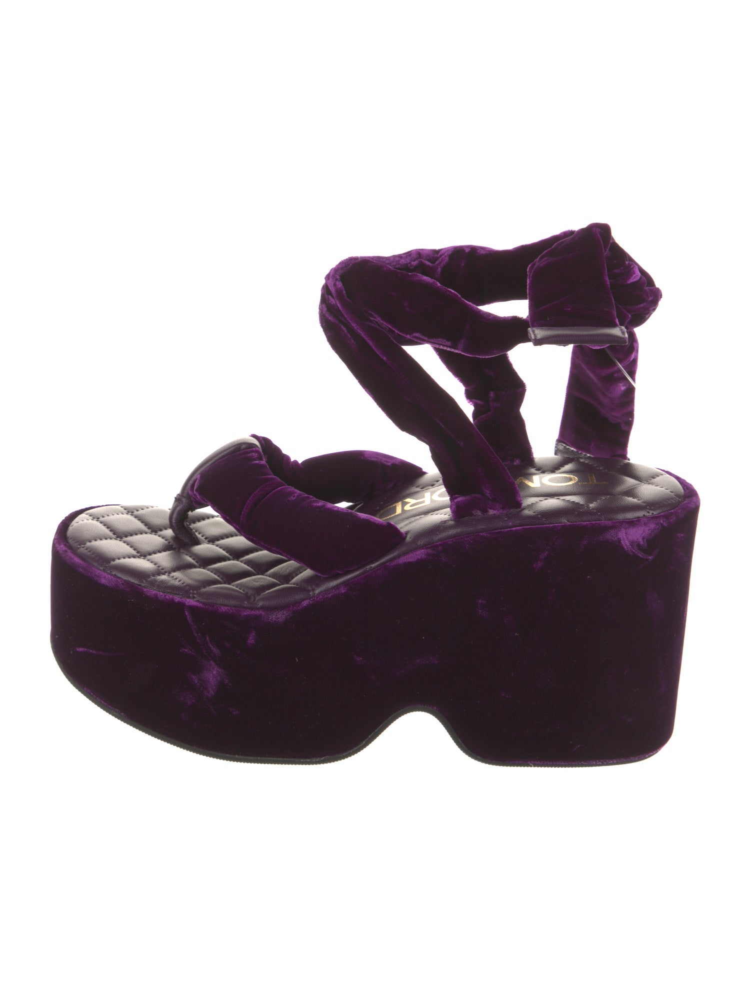 Tom Ford Velvet Leather Trim Embellishment Sandals