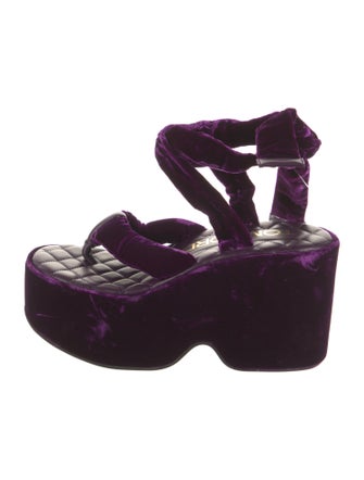 Tom Ford Velvet Leather Trim Embellishment Sandals