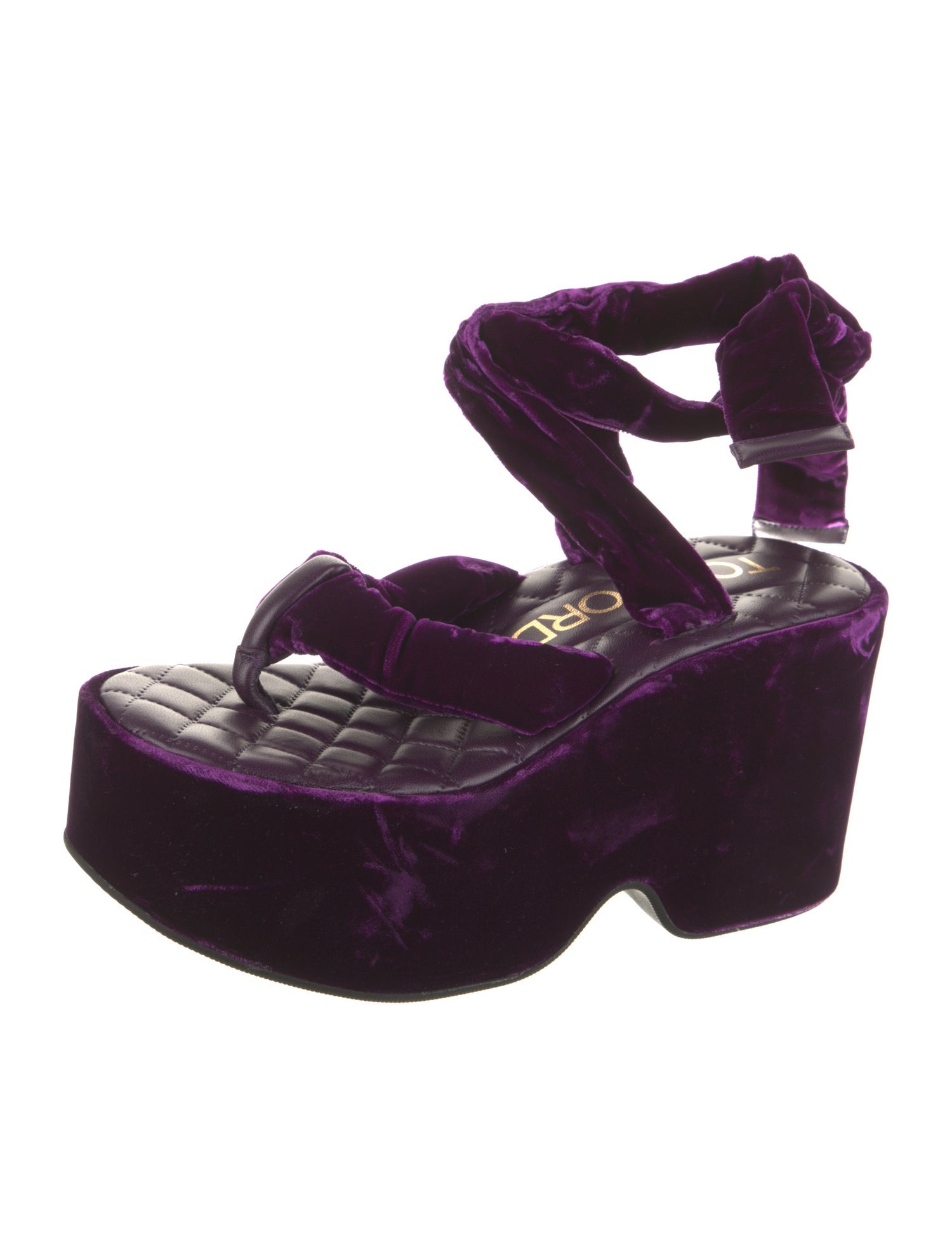 Tom Ford Velvet Leather Trim Embellishment Sandals