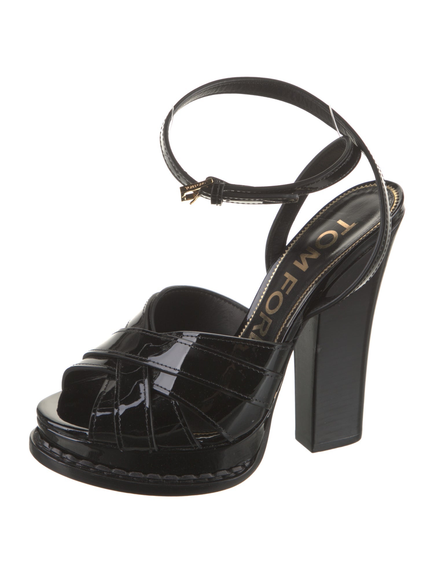 Tom Ford Patent Leather Cutout Accent Sandals