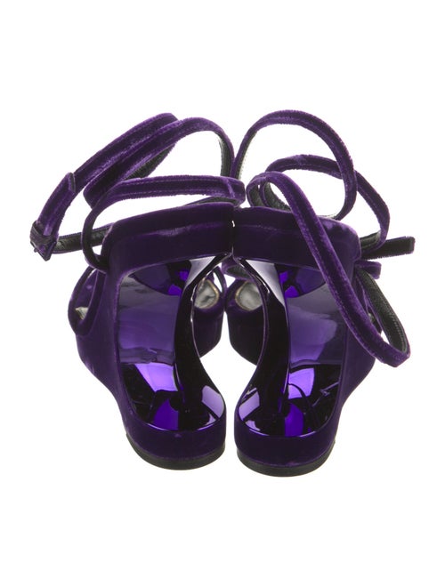 Tom Ford Velvet Leather Trim Embellishment Slingback Sandals