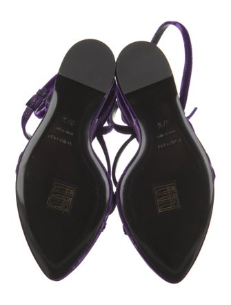 Tom Ford Velvet Leather Trim Embellishment Slingback Sandals