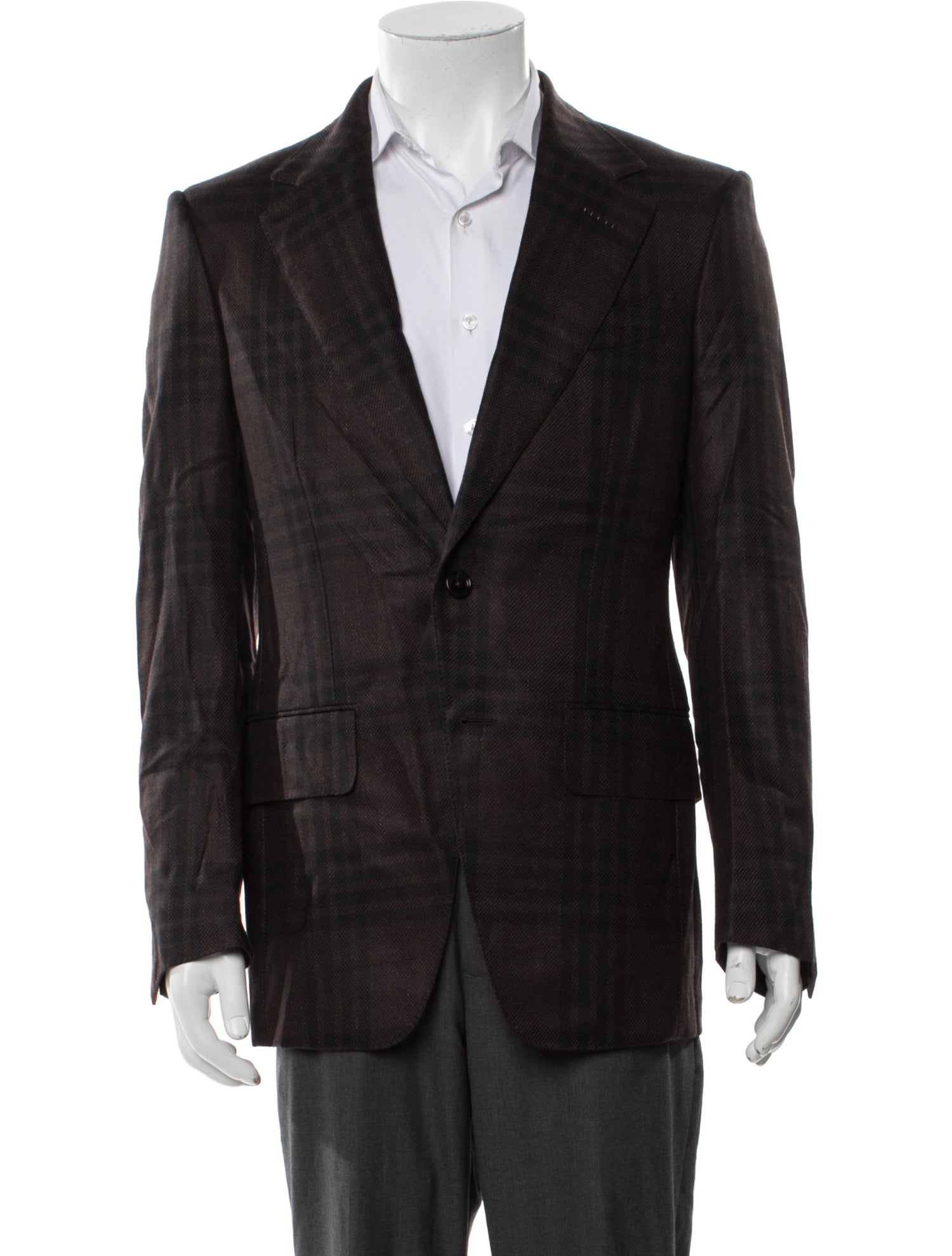 Tom Ford Wool Plaid Print Sport Coat