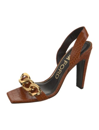 Tom Ford Embossed Leather Printed Slingback Sandals