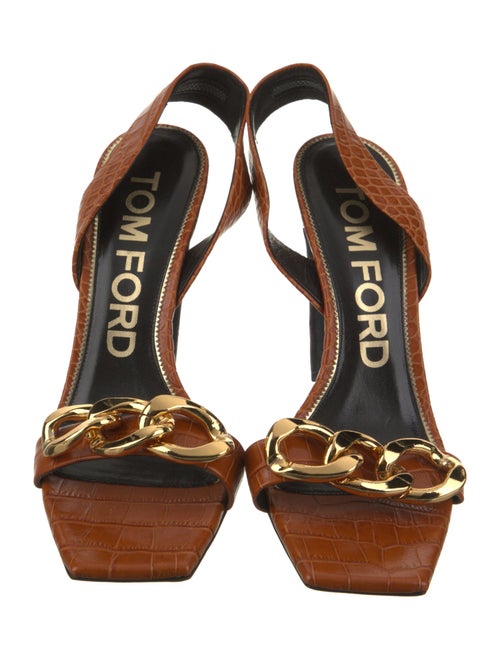 Tom Ford Embossed Leather Printed Slingback Sandals
