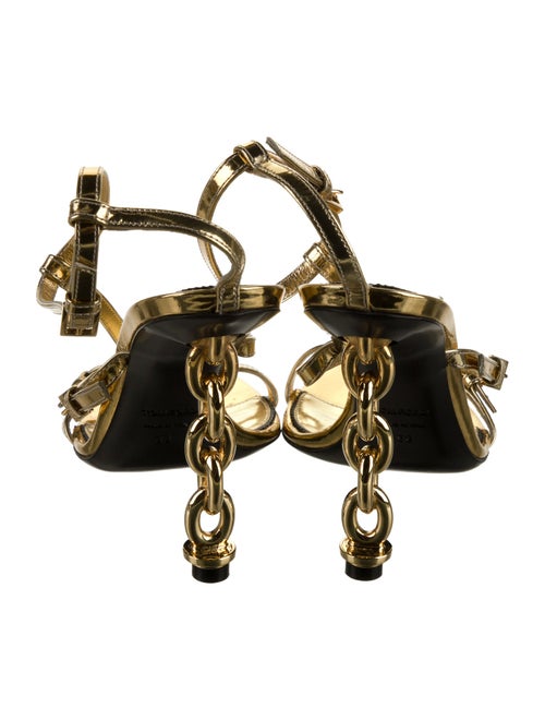 Tom Ford Patent Leather Chain-Link Accents T-Strap Sandals