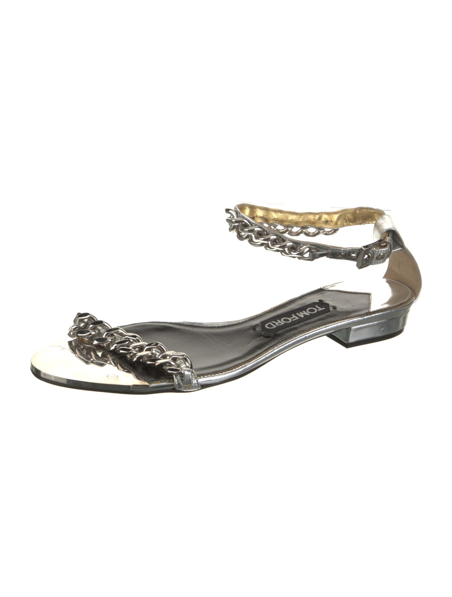 Tom Ford Patent Leather Chain-Link Accents Sandals