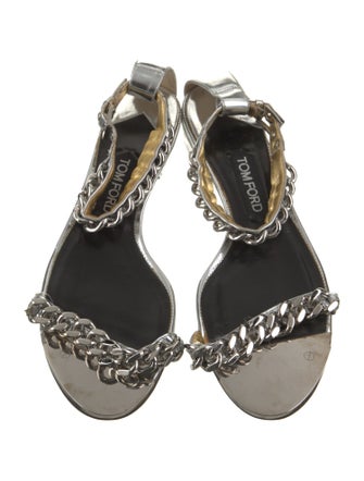 Tom Ford Patent Leather Chain-Link Accents Sandals