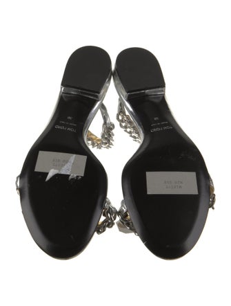 Tom Ford Patent Leather Chain-Link Accents Sandals