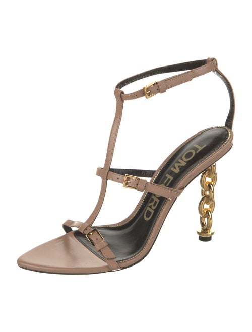 Tom Ford Leather Chain-Link Accents T-Strap Sandals