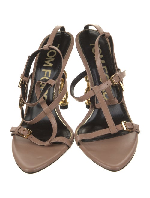 Tom Ford Leather Chain-Link Accents T-Strap Sandals