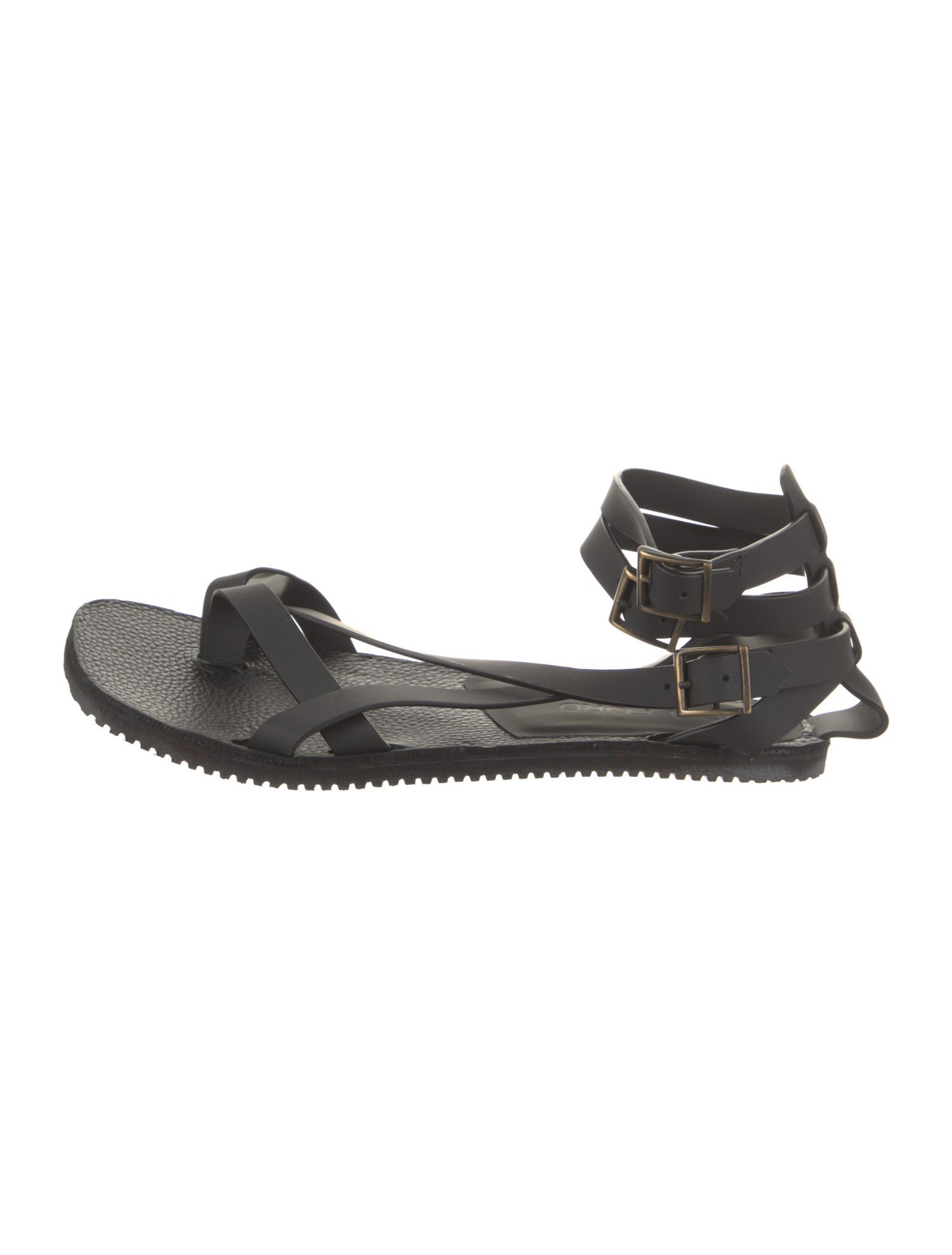 Tom Ford Rubber Leather Trim Embellishment Sandals