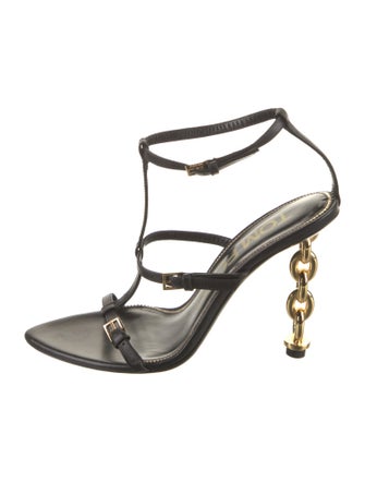 Tom Ford Leather Chain-Link Accents T-Strap Sandals