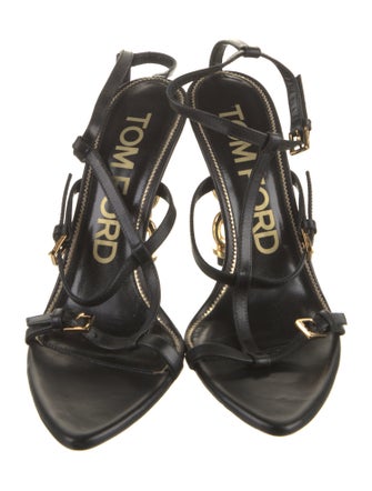 Tom Ford Leather Chain-Link Accents T-Strap Sandals