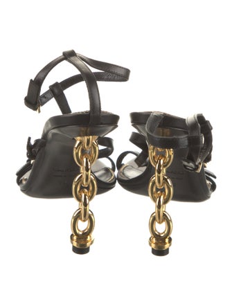 Tom Ford Leather Chain-Link Accents T-Strap Sandals