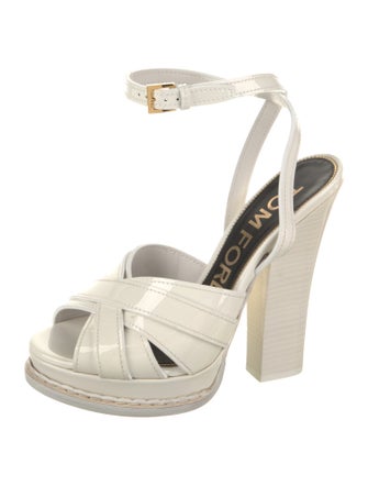 Tom Ford Patent Leather Leather Trim Embellishment Sandals