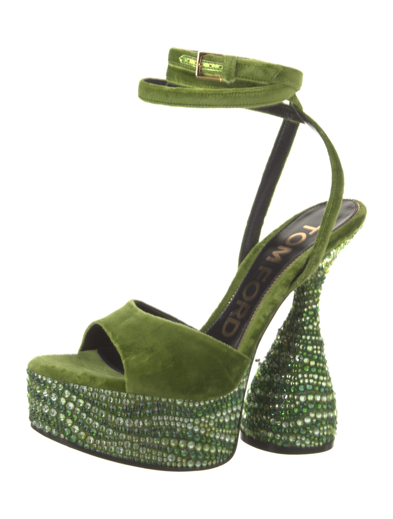 Tom Ford Velvet Crystal Embellishments Sandals