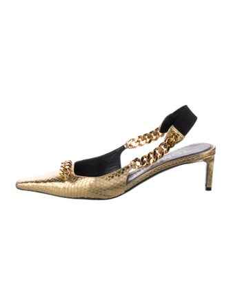 Tom Ford Leather Animal Print Slingback Pumps