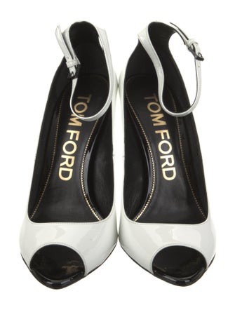 Tom Ford Patent Leather Leather Trim Embellishment Slingback Pumps