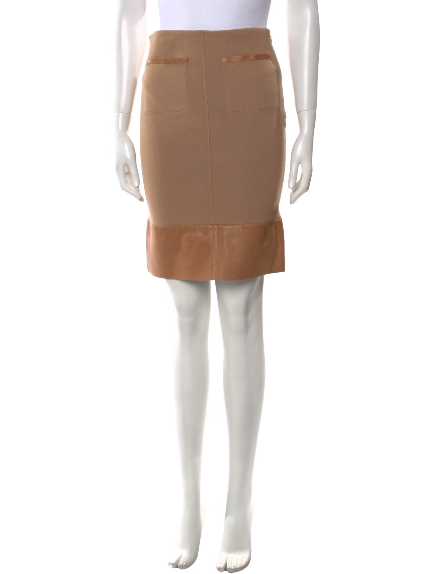 Tom Ford Leather Trim Embellishment Knee-Length Skirt